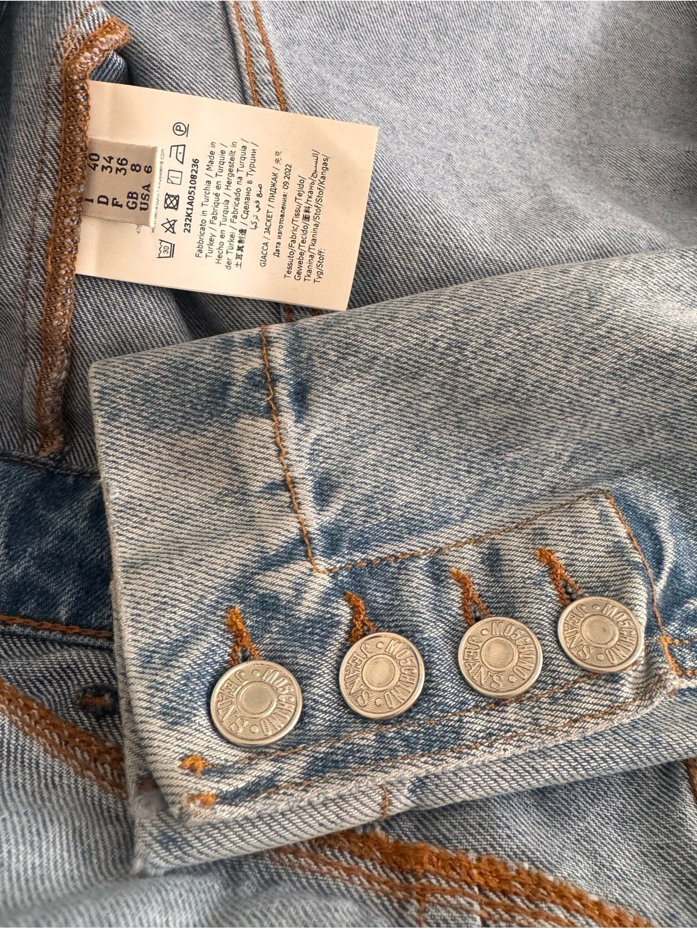 Moschino Light Blue Fishtail Denim Jacket - Picture 5 of 10